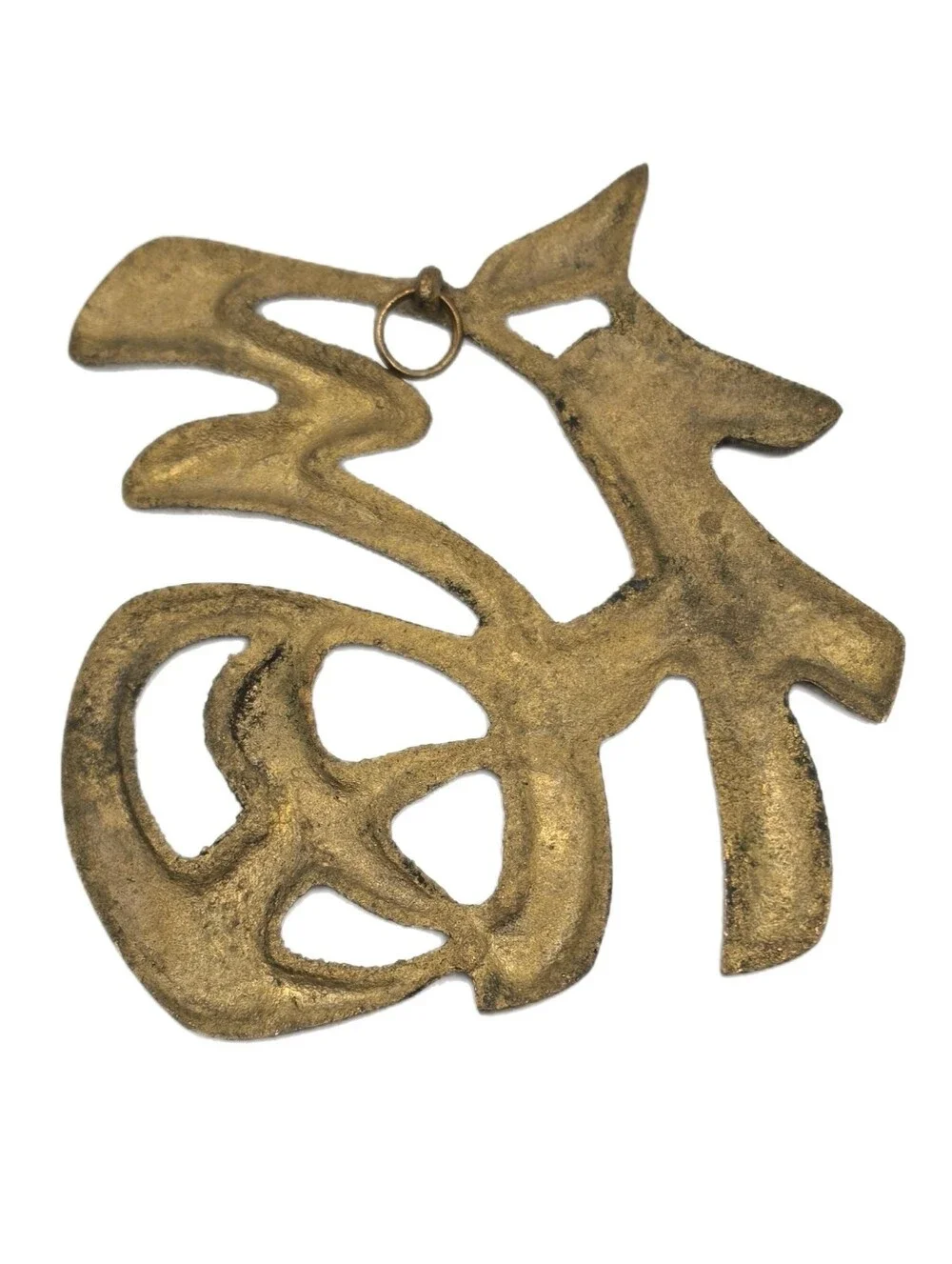 Vintage Elegant Brass Chinese Character Wall Decor Set